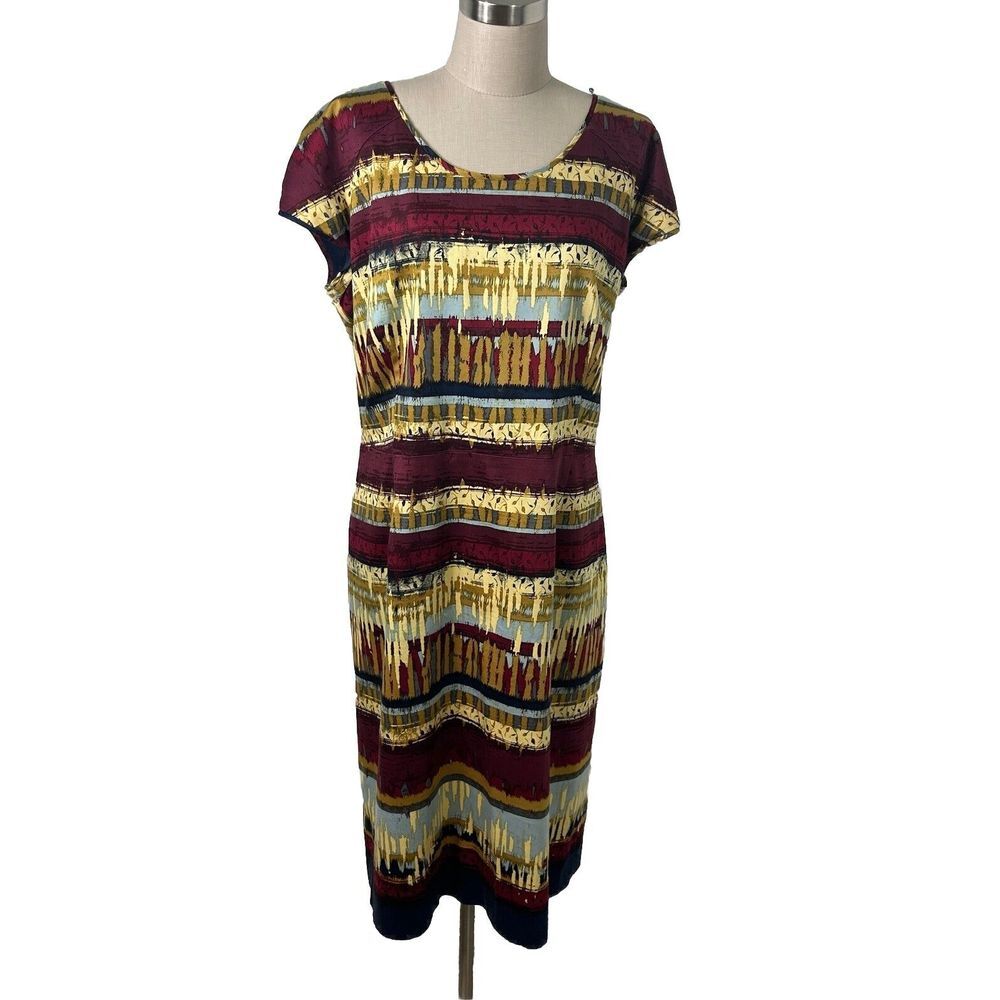Pendleton Sheath Dress Cap Sleeve Aztec Fall‎ Southwest Stretch Women's 18 EUC